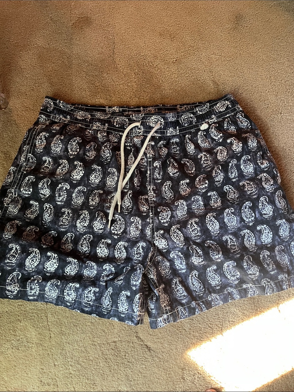 Polo by Ralph Lauren Black & White Paisley Swim Trunks